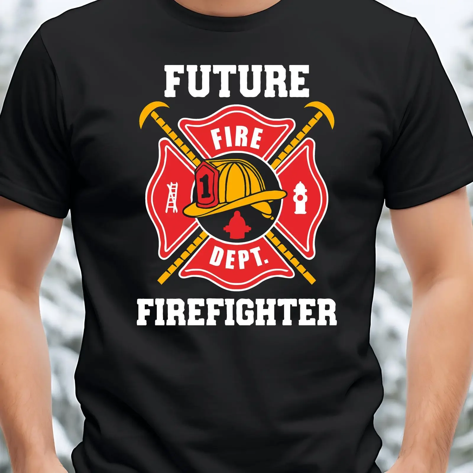 Future Firefighter T Shirt Kids Fire Dept Maltese Cross Fireman Helmet vintage Washed fashion Versatile Stretched