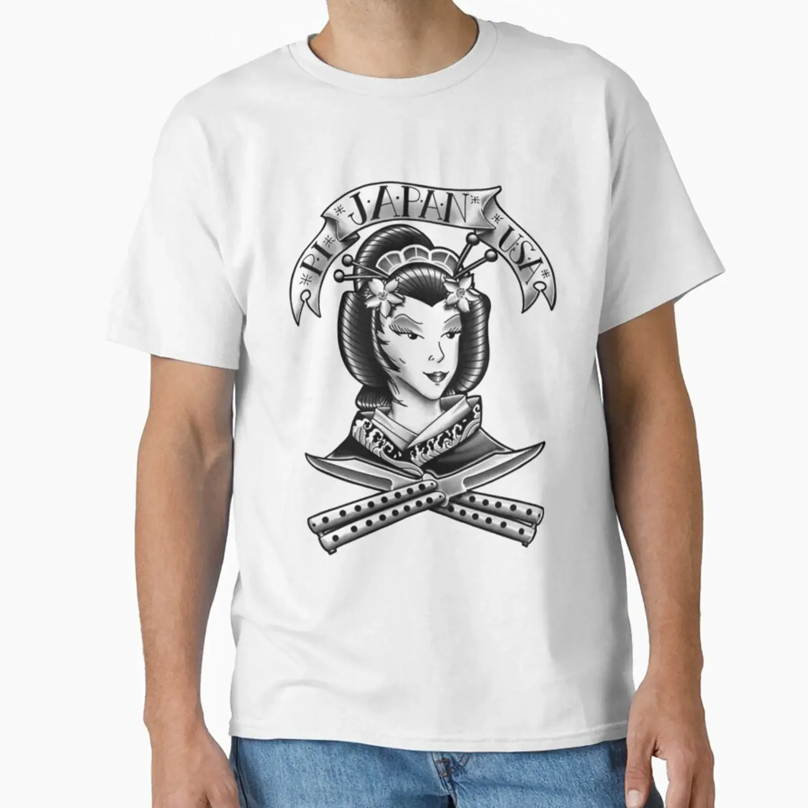 Geisha Traditional Tattoo Design designed and sold by AshleyPaigeC vintage Washed fashion designer clothes streetwear graphic
