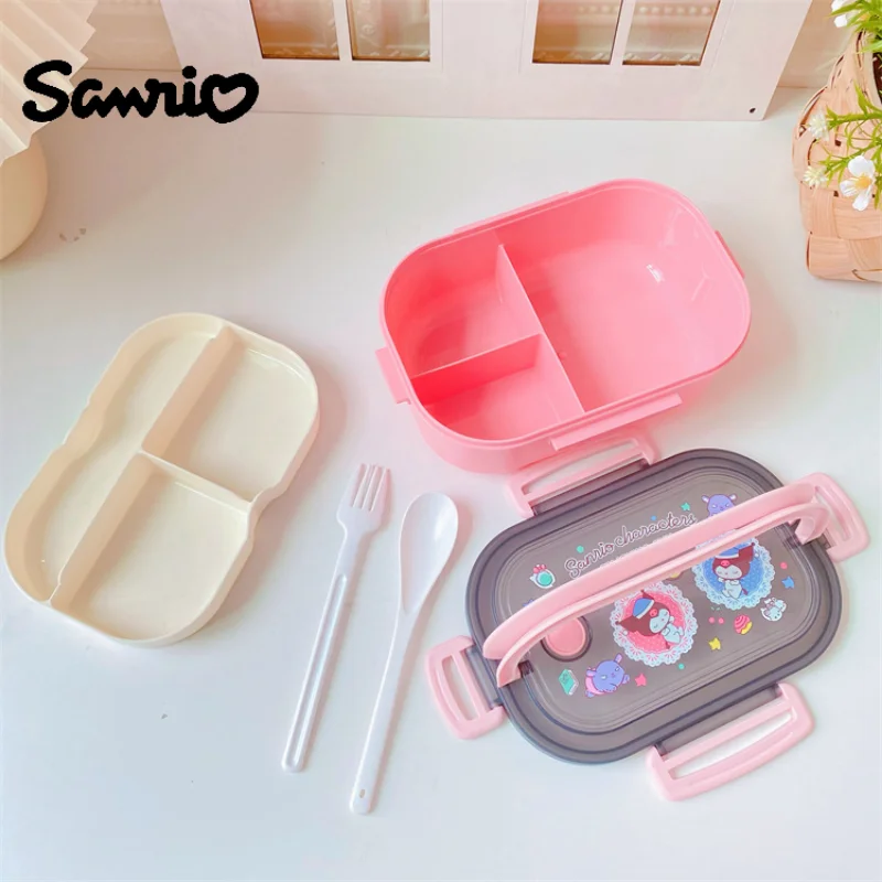 

Anime Kawaii Sanrio Kuromi Lunch Box Hellokitty Student Girl School Japanese Double Layer Leak Proof Portable Fresh Keeping Box