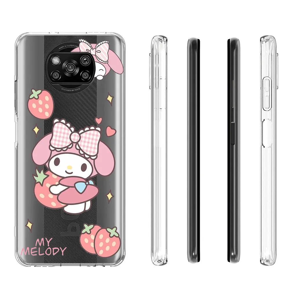 Hello Kitty Kuromi Case for Xiaomi Poco M3 M5 X4 F4 F5 M4 M5s X3 NFC X5 X6 Pocophone F1 F2 Pro F3 GT TPU Transparent Phone Cover