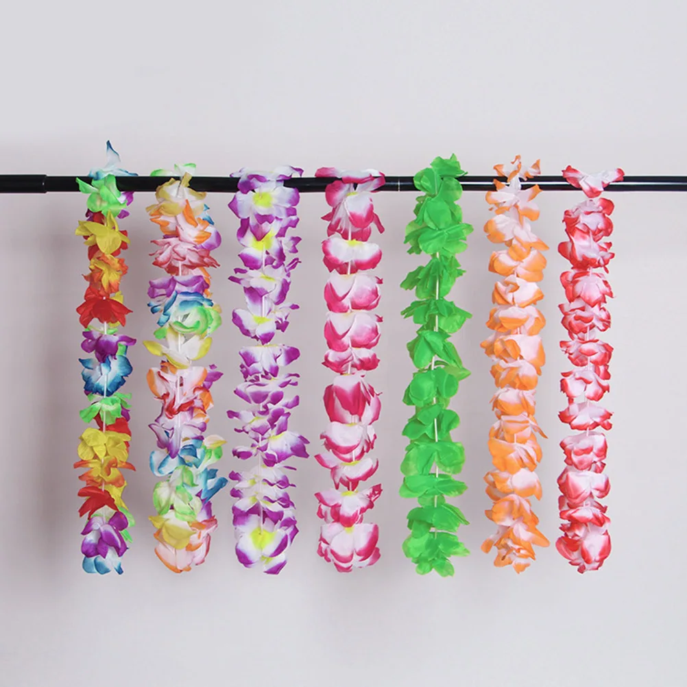 

42 Pcs Garland Set Hawaii Garlands Hawaiian Decorations Flower Necklace Tropical Necklaces Beach Theme Party Birthday