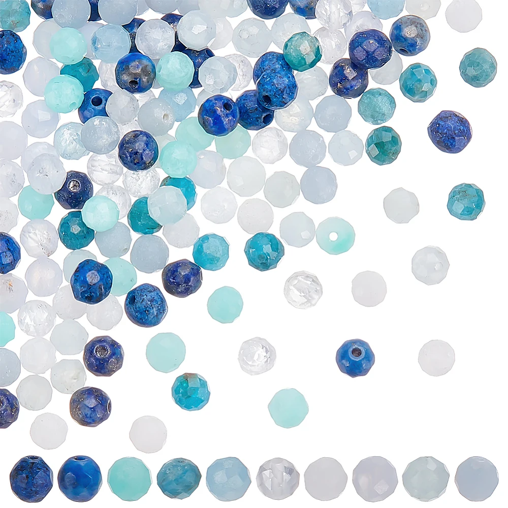 150Pcs 10 Colors Faceted Beads 4mm Round Faceted Stone Loose Beads Opaque Rondelle Stone Spacer for DIY Crafts Necklace Bracelet