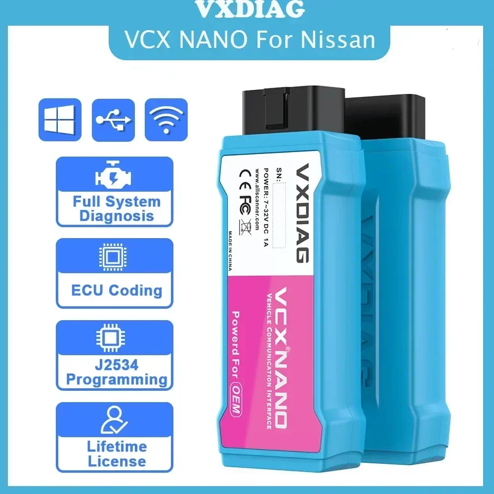 VXDIAG VCX NANO For Nissan Car OBD2 Diagnostic Tool with Free License All System Diagnosis J2534 Programming for Infiniti GTR