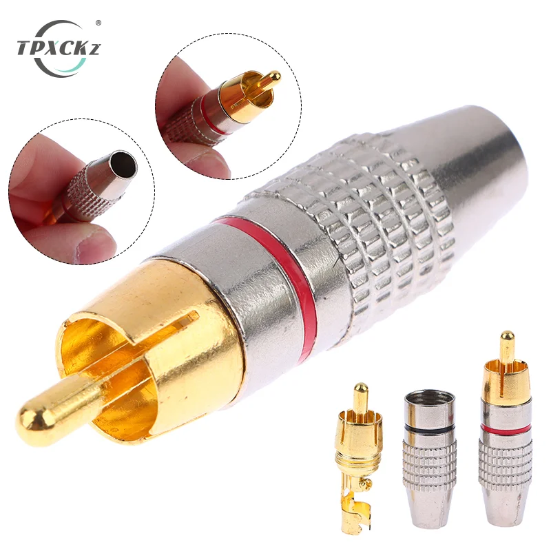 2Pcs RCA Male Connector Non Solder Plug Adapter For Audio Cable Plug Video CCTV Camera Solder-Free Adapter Cable Converter