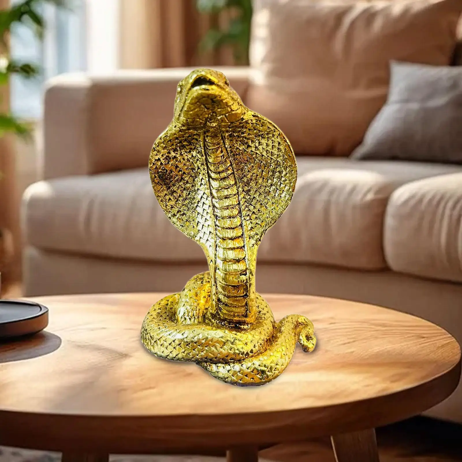 Cobra Sculpture Snake Statue Home Decor Housewarming Gift Miniature Animal Figurine Ornament for Countertop Bookcase Entrance