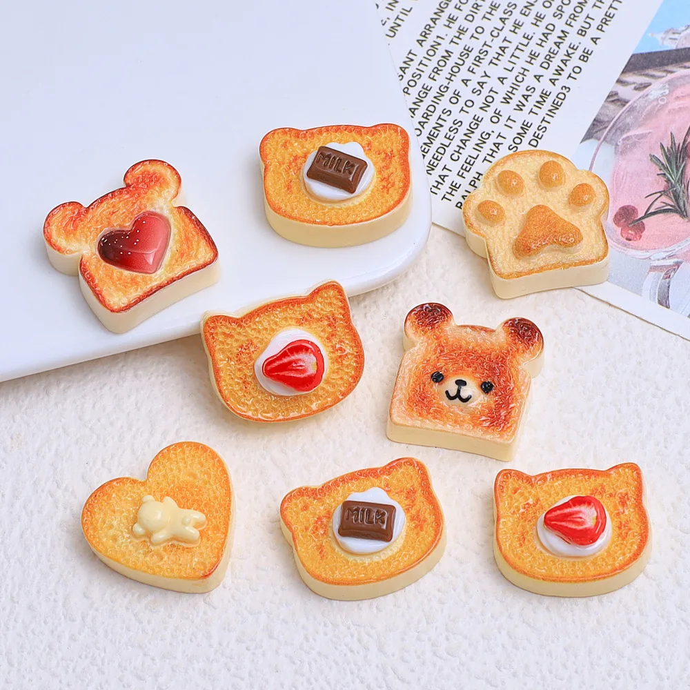 6pcs Cute Cartoon Toast Resin Fridge Magnets Creative Decorative Magnetic Magnets for Home Kitchen Office Whiteboard