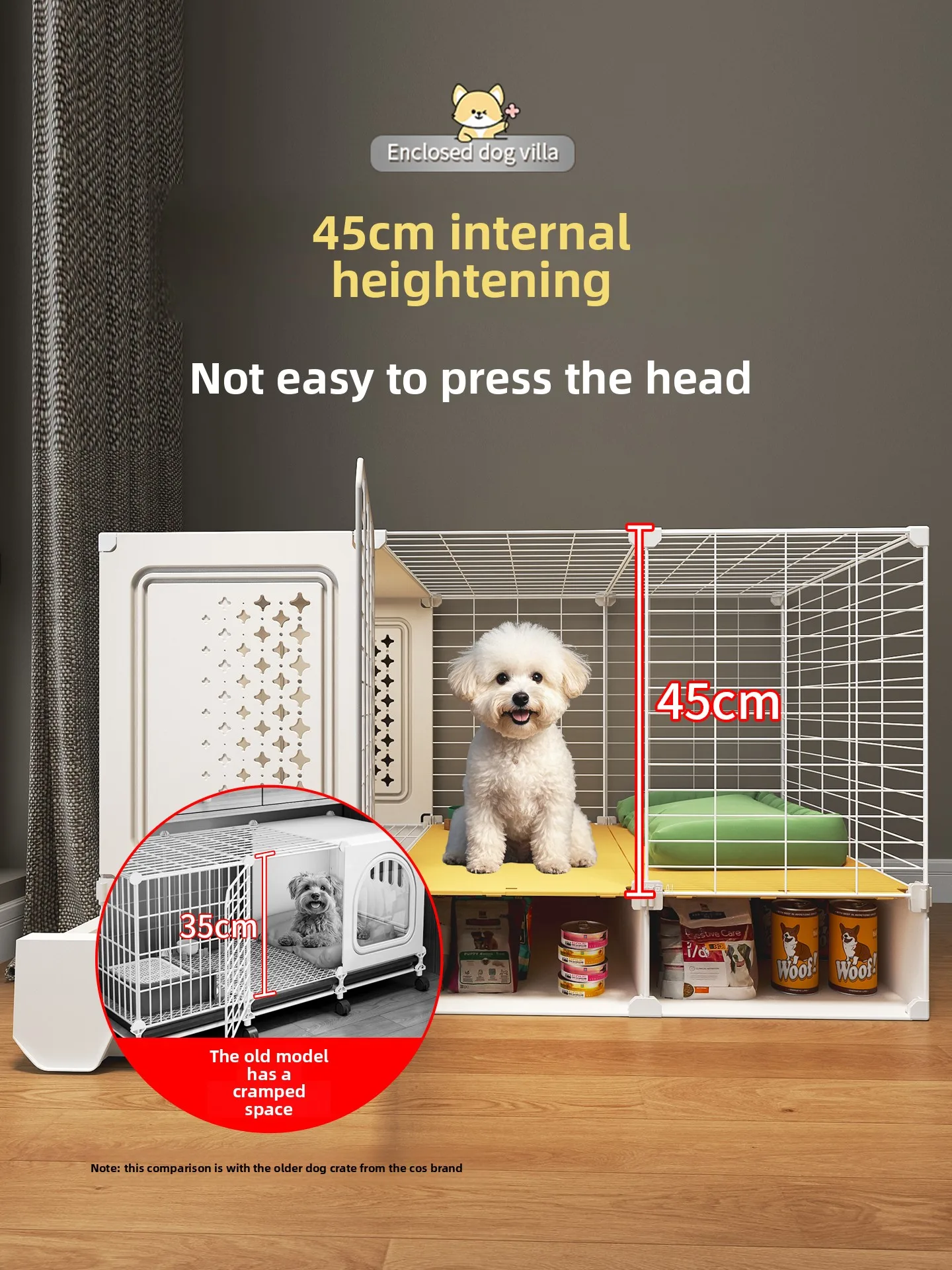 

Dog cage Small dog with toilet Separation kennel One room One living room One bathroom Household pet Bichon Teddy