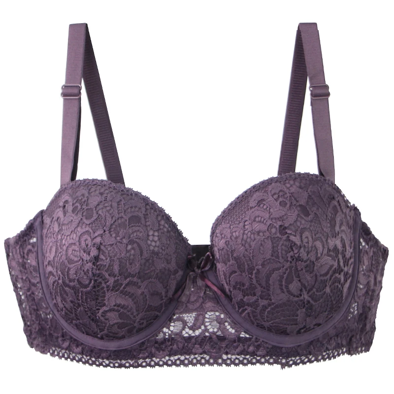 2025 New Sexy Lace Bra With Floral Pattern Adjustable Straps BC Cup Underwear For Women Push Up Minimizer Lingerie