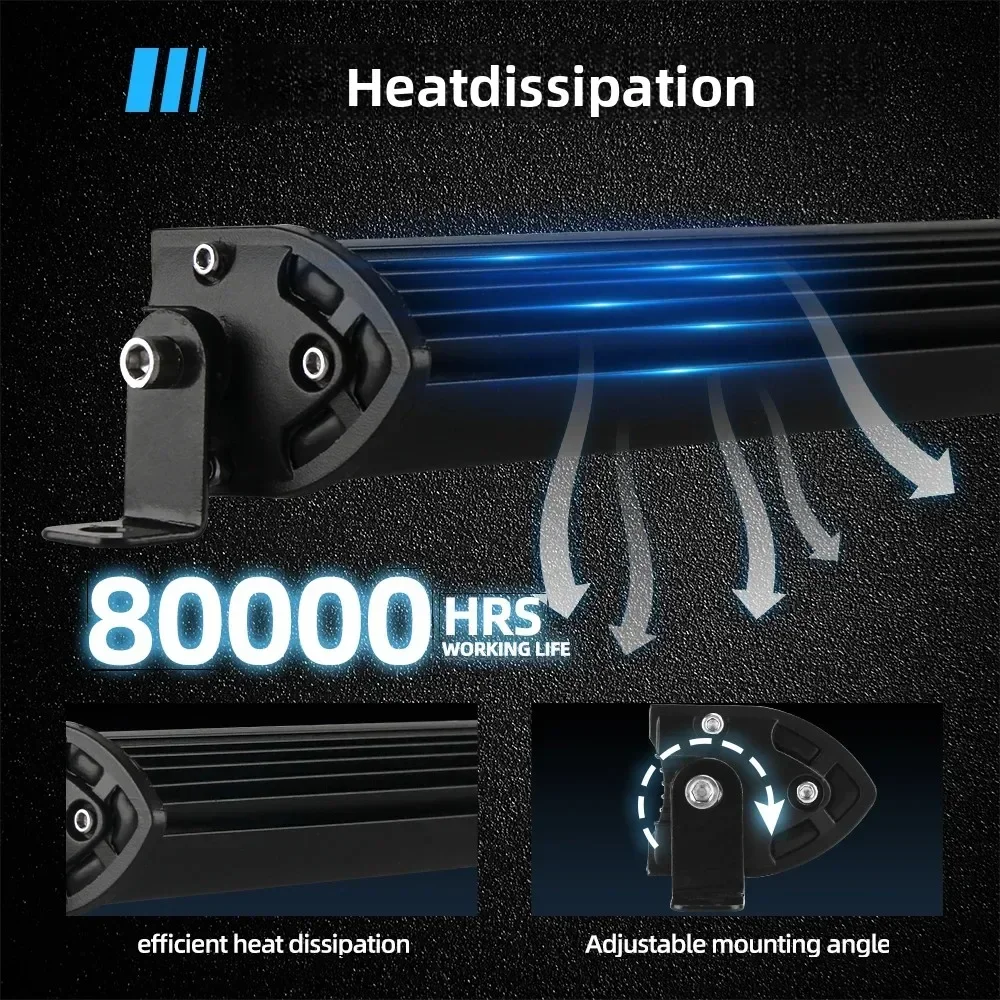HAOLIDE 6D 7inch 14inch 20inch 26inch 38inch 50inch 1 Row Utral Slim Led Light Bar Driving Light 6000k White for off-road use view 4