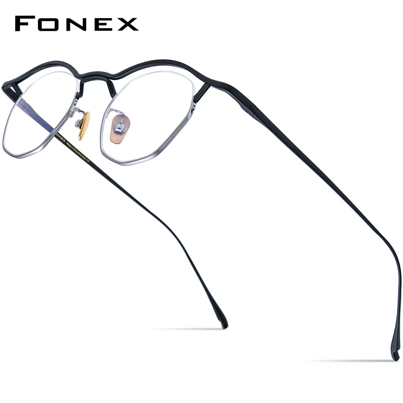 

FONEX Pure Titanium Eyeglasses Frame Men 2023 New Women Fashion Retro Polygon Glasses Eyewear MF-002