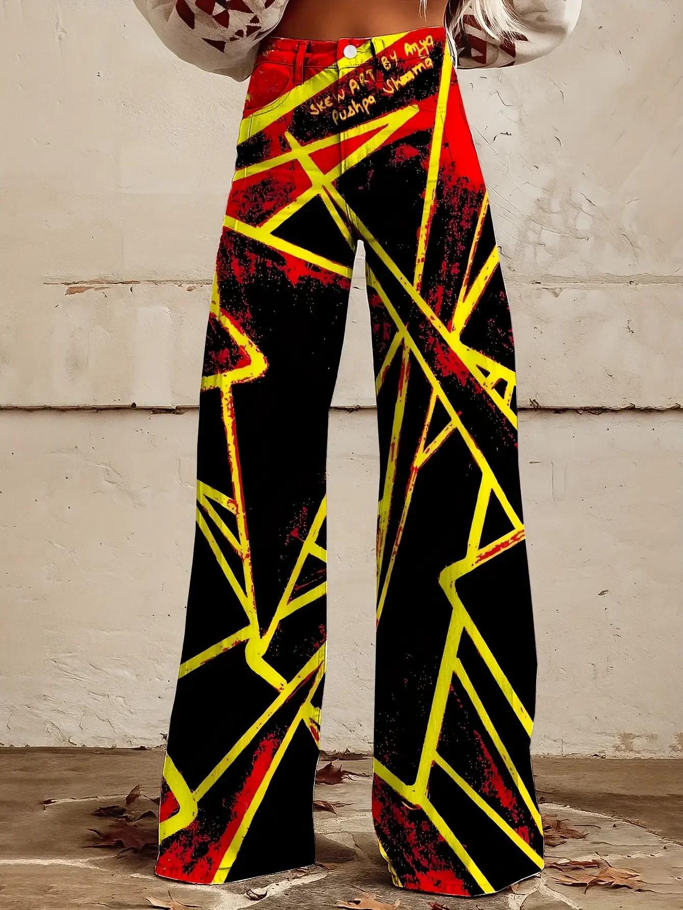 2026년 다양한 컬러풀한 웨스턴 프린트가 돋보이는 캐주얼 청바지, 루즈한 와이드 레그 디자인, 게임 세계의 바지