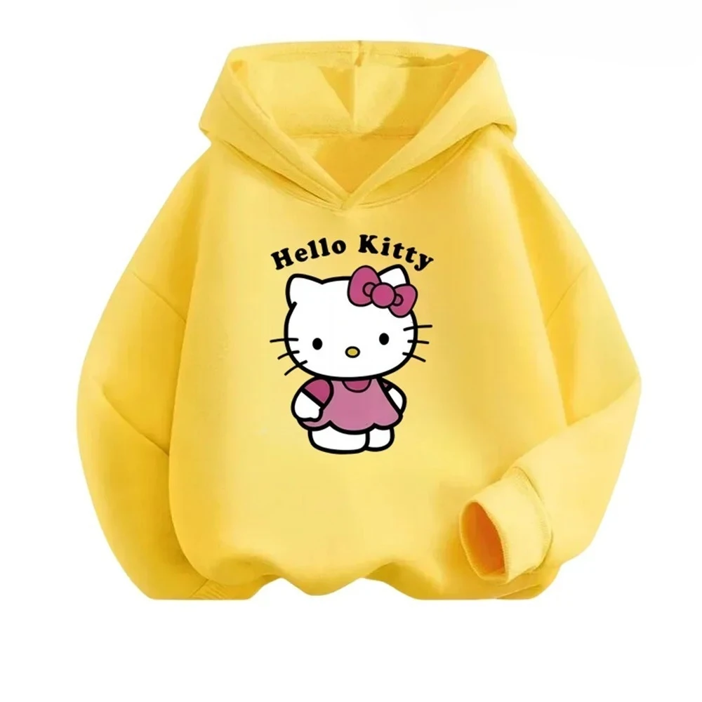 Felpa con cappuccio ampia a maniche lunghe spessa da donna autunno-inverno Hello Kitty adatta per gite/raccolte vestiti Hello Kitty
