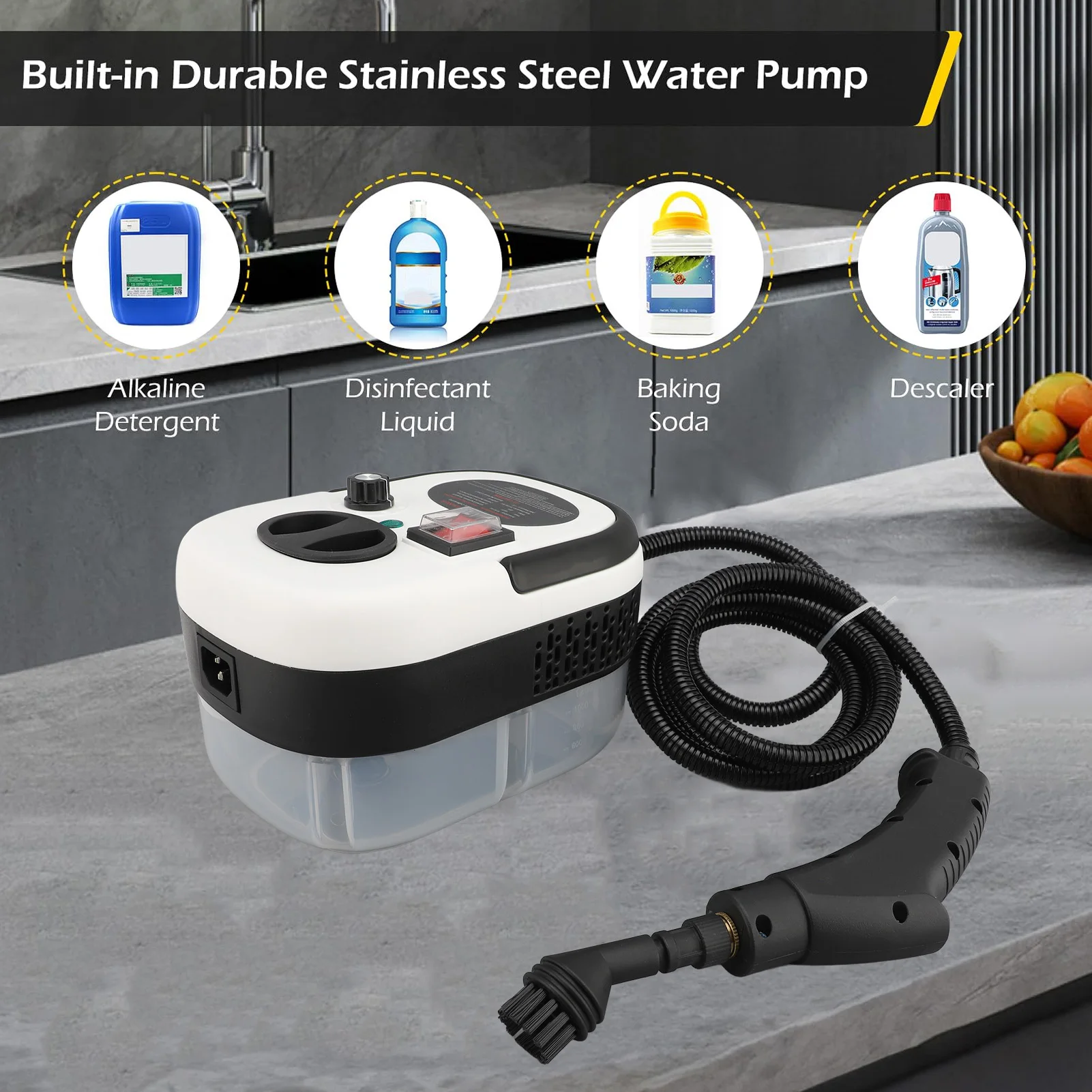 Handheld Steam Cleaner 2500W 6 Gears Multipurpose High Pressure High Temperature Steam Cleaner 1.2L Water Tank Home Car Kitchen