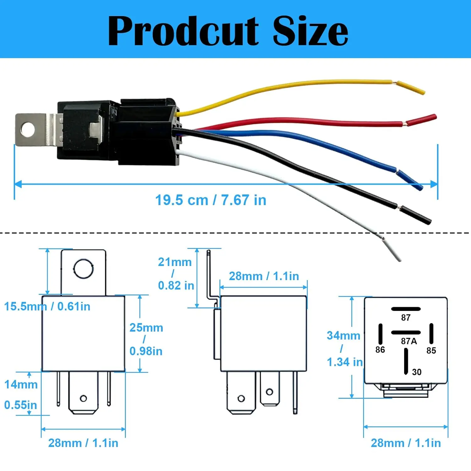6pack JD1912 Automotive Relay with Interlocking Socket,12V 40A 4Pin/5 Pin SPST Relay Harness Sockets,Heavy Duty Waterproof Relay