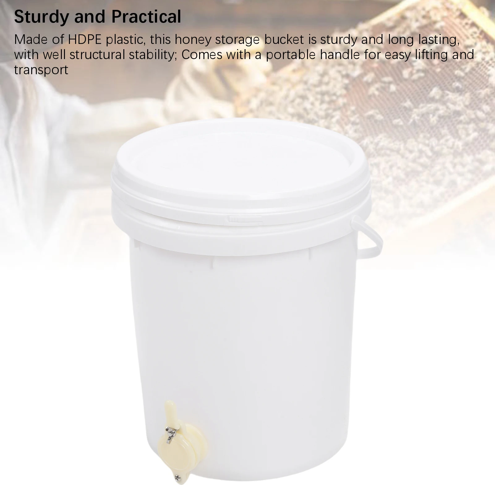 دلو عسل سعة 5 جالون مع غطاء وبوابة حاوية تخزين العسل البلاستيكية لتربية النحل دلو بلاستيكي لتربية النحل