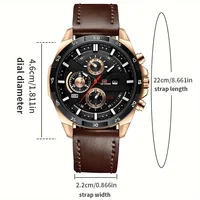 Men Sports Watch 46mm Black Leather Racing Series Everyday Wear Fashion Original Rose Gold Dial Quartz Watches Relogio Masculin 4