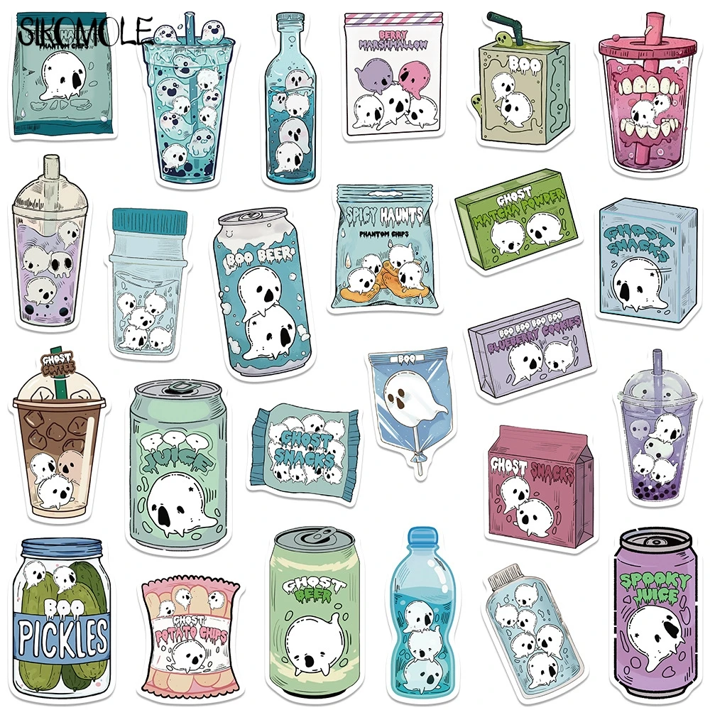 10/30/50 Stück Halloween Fun Ghost Food Aufkleber Ästhetische DIY Kinder Koffer Skateboard Laptop Gepäck Telefon Graffiti Aufkleber Aufkleber
