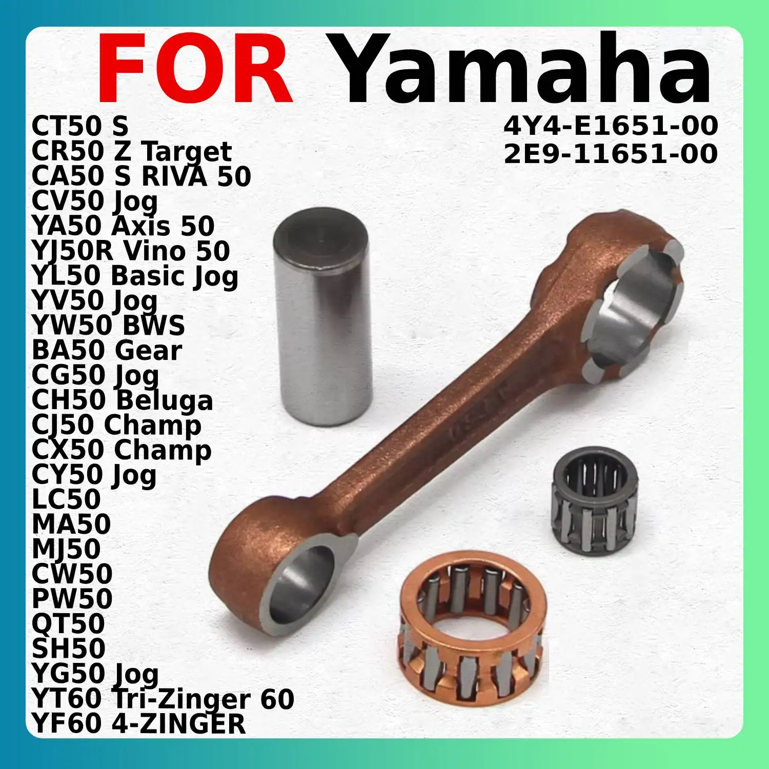 

Motorcycle Crankshaft Connecting Rod Kit Racer Engine For Yamaha YJ50R YL50 YV50 YW50 BA50 CG50 Vino Jog BWS Gear 2E9-11651-00