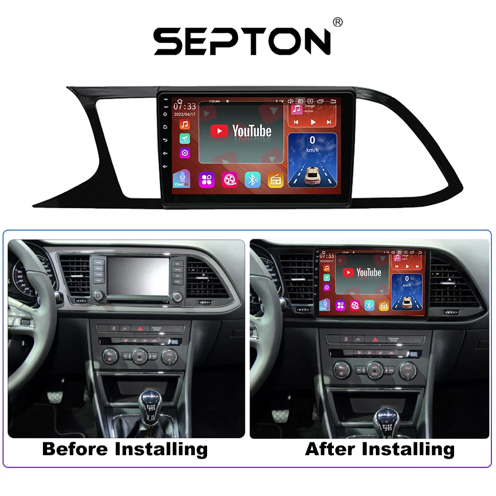 SEPTON 8+128G Android 12 8+128G Car Radio for Seat Leon 3 MK3 MK 3 2012 - 2020 4G Android Car Multimedia Player  Car Stereo