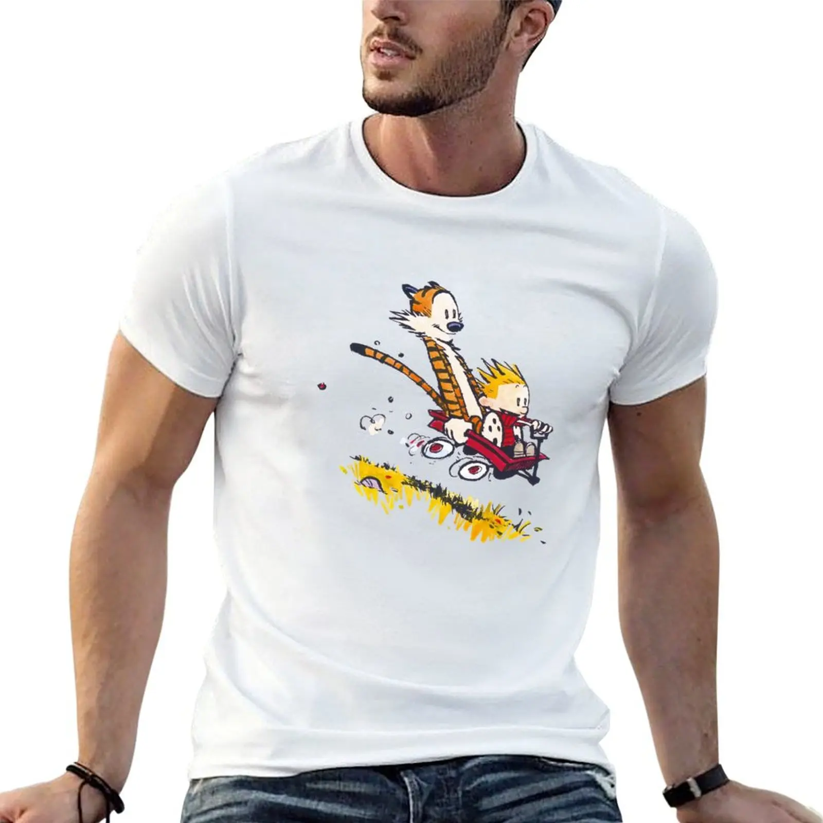 hhobbes Fuunny and tshirt t T caalvin 100% T-Shirt Shirt shirt Classic cotton personalised