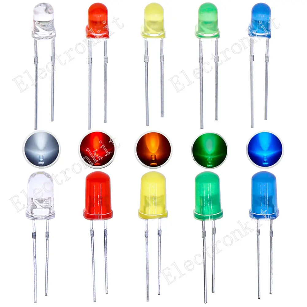 500pcs 3MM 5MM Led Kit With Box Mixed Color Red Green Yellow Blue White Light Emitting Diode Lamp Assortment Kit