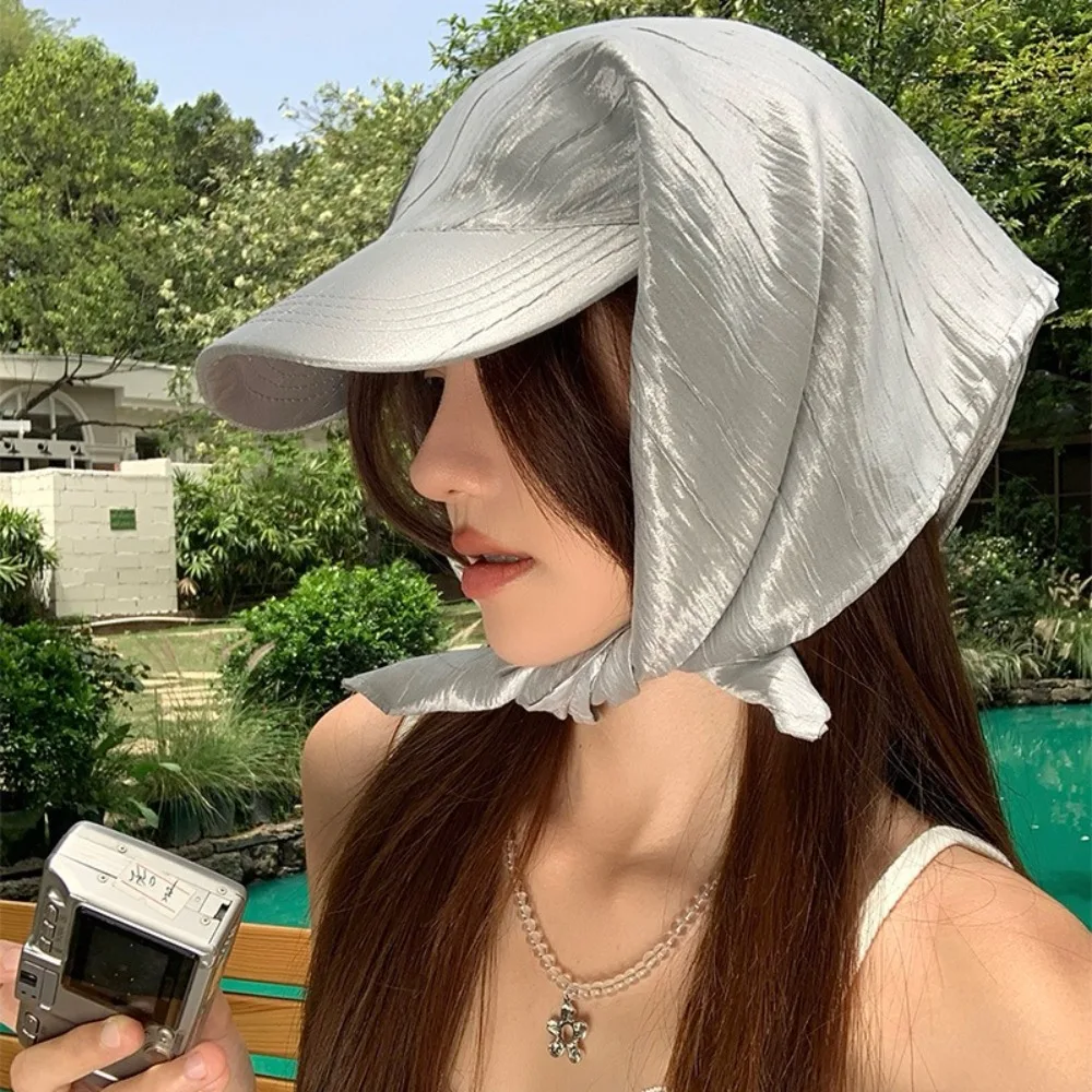 

Simple Satin Headscarf Baseball Cap Y2K Korean Style Sunscreen Beach Hat Hip Hop Sun Cap Peaked Cap Men