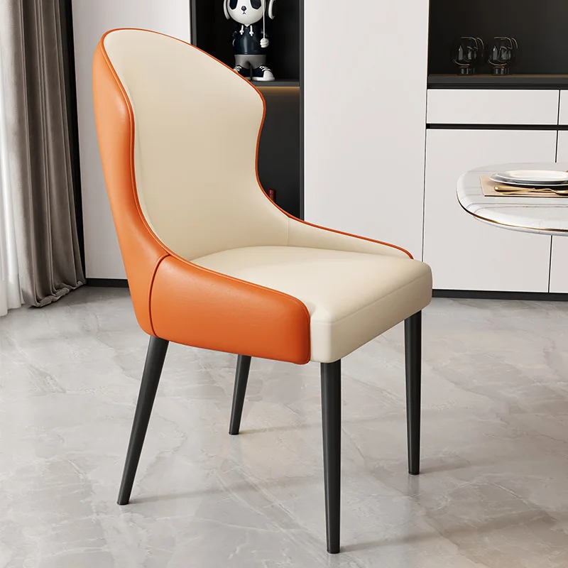 

‌ Роскошный художественный обеденный стул с железной спинкой, кожаный стул с мягкой подушкой, сиденье для ресторана, домашний отель, мебель для конференц-зала