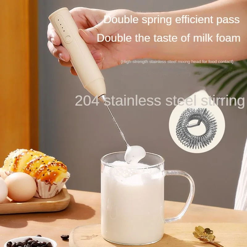 Handheld USB Electric Milk Frother 3-Speed Wireless Coffee Frothing Machine Multifunctional Kitchen Mixer Food Beater