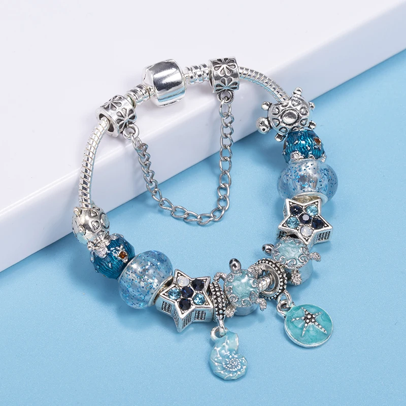 Summer Styles Charm Bracelets Fits DIY Crystal Turtle Shell Beads Bracelet For Women Men Bijoux Pulseras Jewelry Gift Wholesale