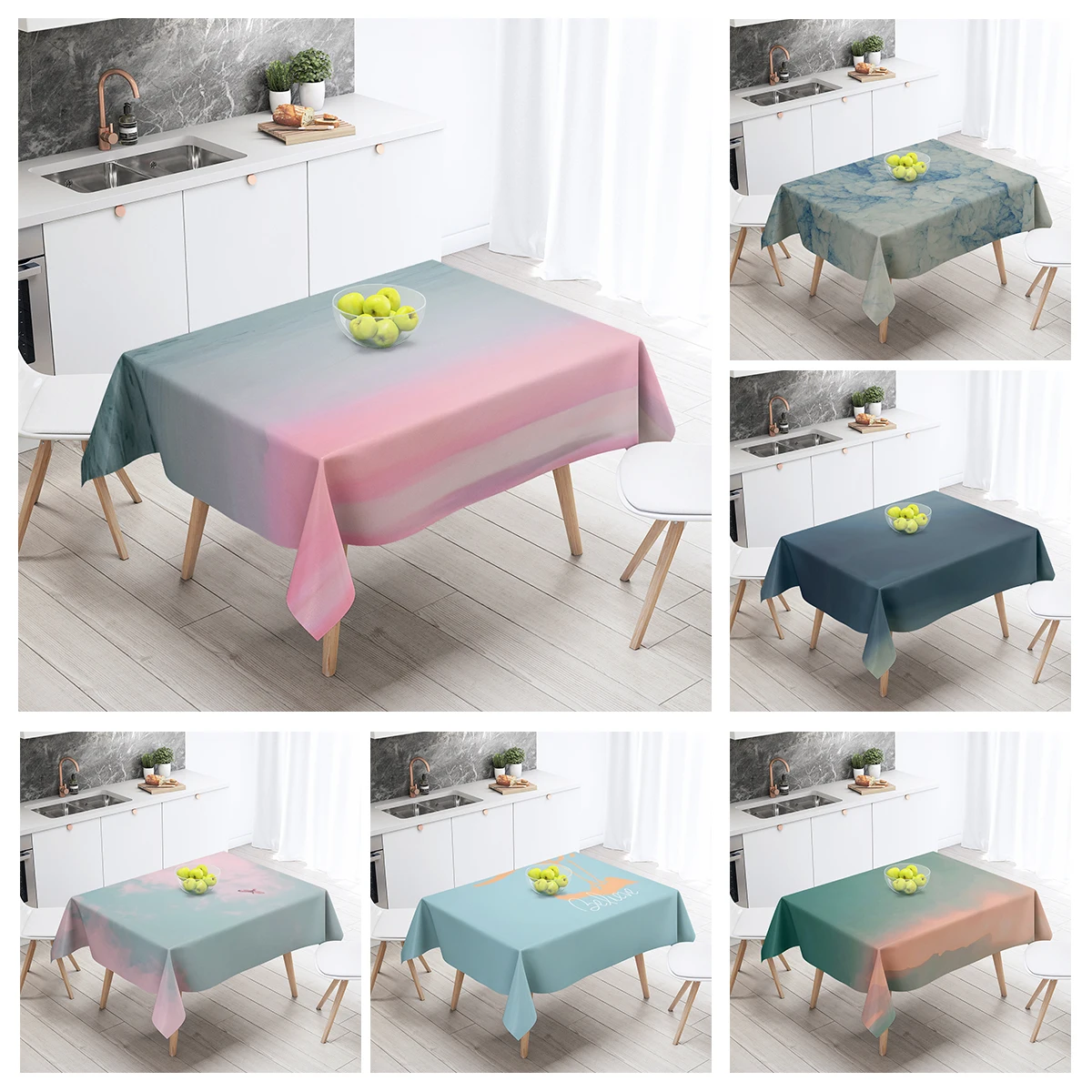 Home tablecloths for dining decoration and rectangular table accessories waterproof cloth Anti-stain restaurant abstract plant