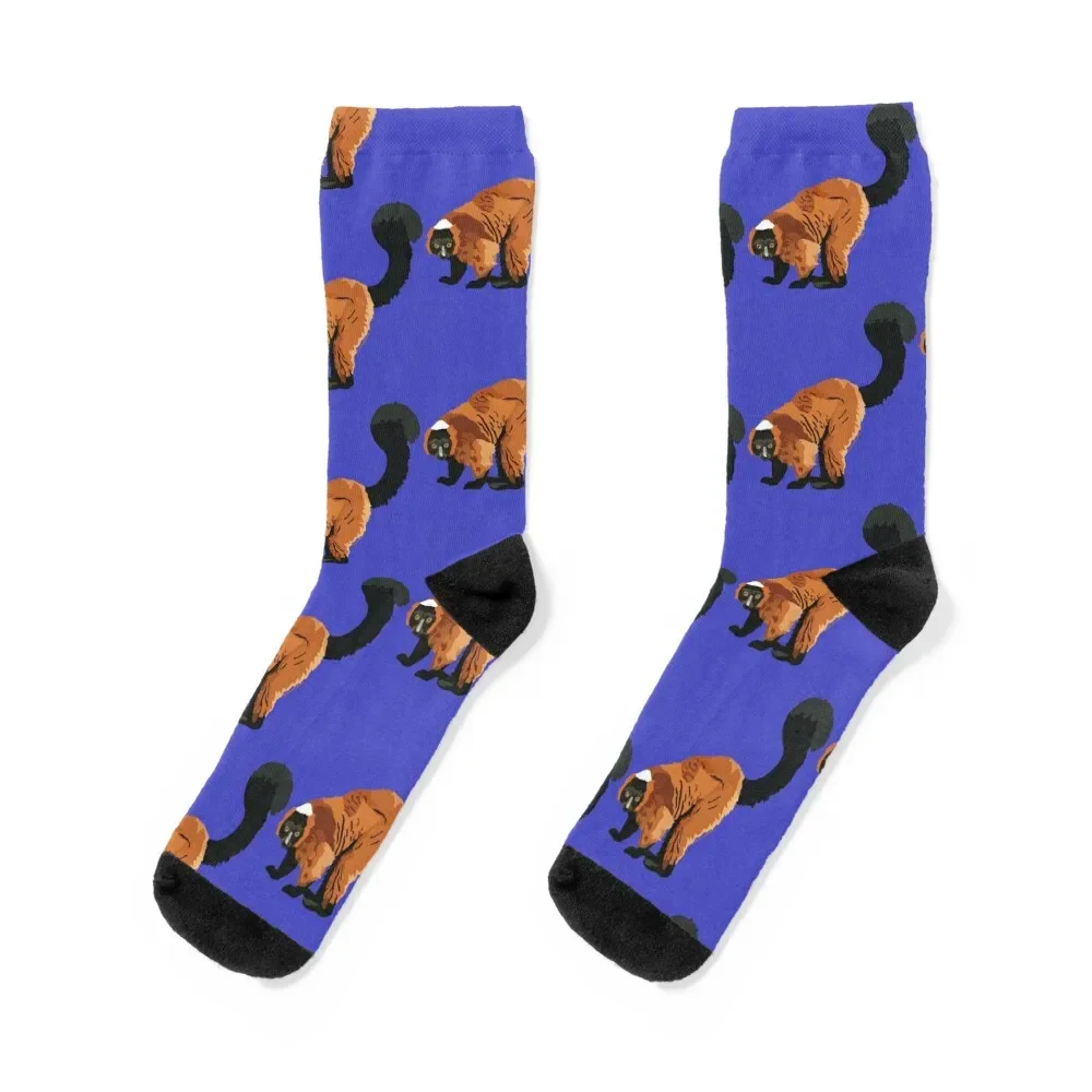 

Red Ruffed Lemur (Varecia rubra) Socks Stockings compression floral fashionable sport Socks Woman Men's