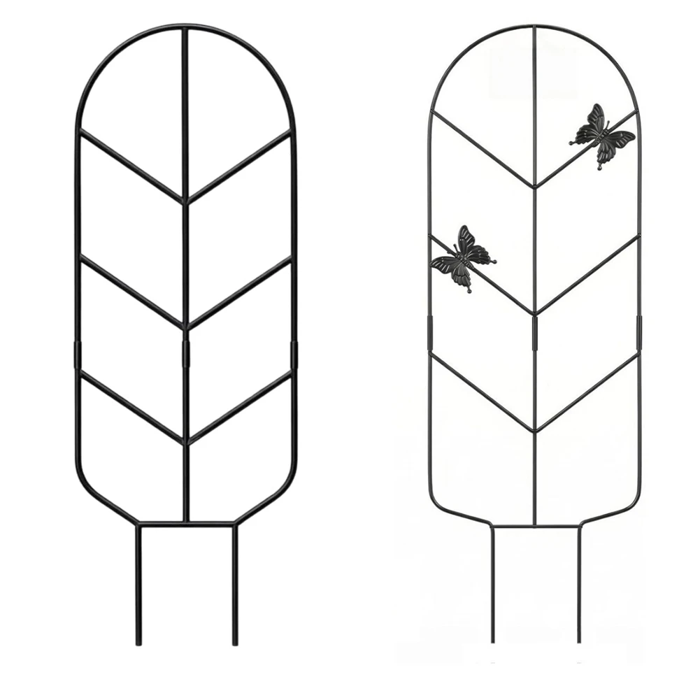 Iron Garden Support Trellis for Climbing For Roses Vines Flowers Outdoor Plant Guide Butterfly Design Black 2pcs 4pcs Set