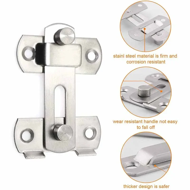 Stainless Steel Matte Black Door Latch Locks,Bifold Slide Gate Latch Lock,Safety Door Bolt Latch Lock 4 X Screws Home Hardware
