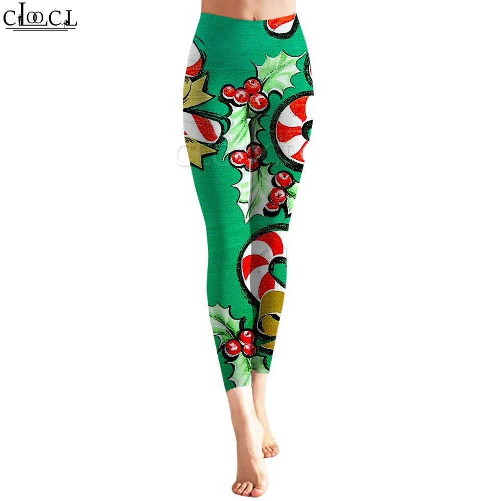 

CLOOCL Christmas Women Legging Delicious Candy Canes Printed Trousers for Female Workout Push Up Jogging High Waist Yoga Pants