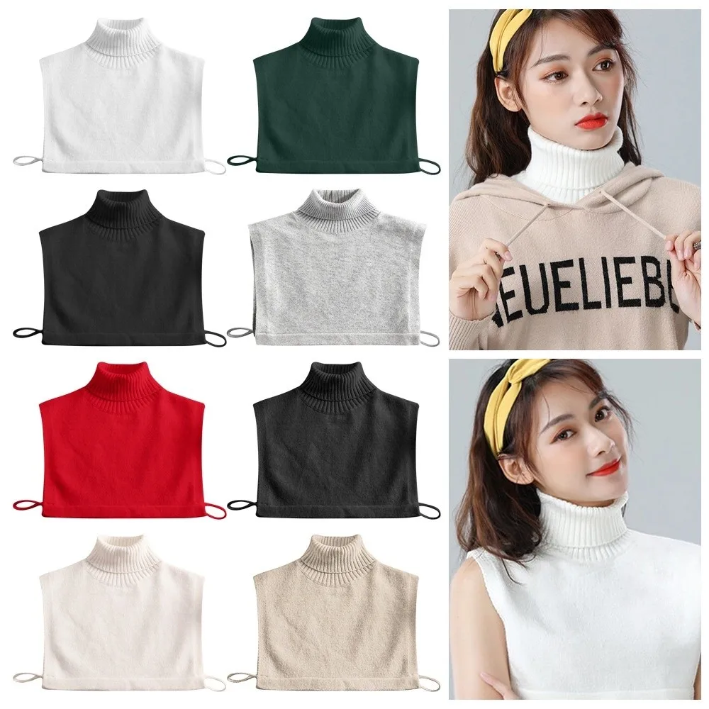 

Вязаный свитер с накладным воротником, водолазка, однотонная полурубашка, блузка со съемным воротником, топ, осенне-зимняя одежда, аксессуары