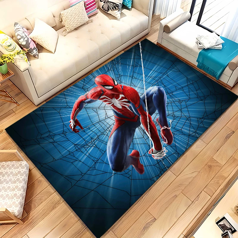 Tapis antidérapant pour salon, motif dessin animé Marvel Avengers Spider Man, tapis doux pour chambre à coucher, salle de jeux pour enfants, canapé, décoration de la maison, paillasson