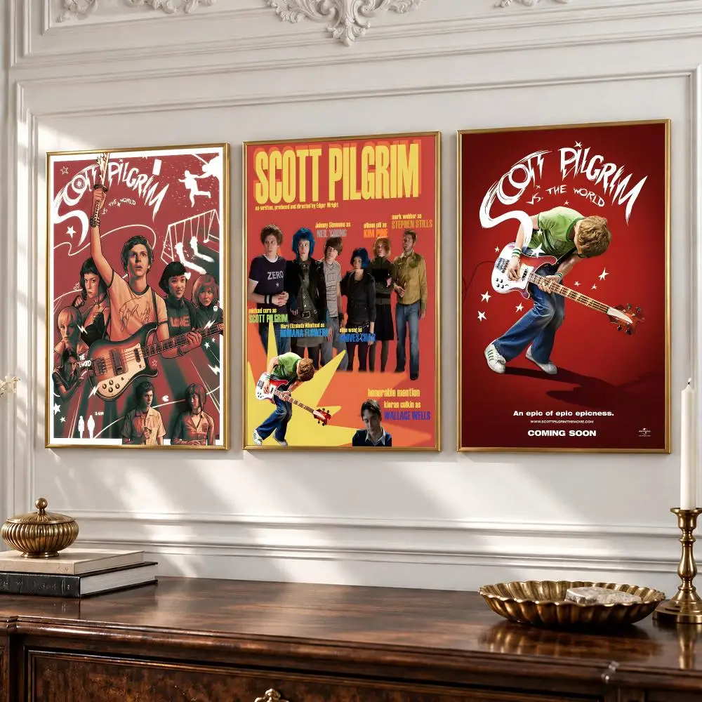 movie Scott Pilgrim VS The World Poster HD Poster Peel Stick Waterproof Wall Art Print Bedroom Living Room Modern Decor Gift
