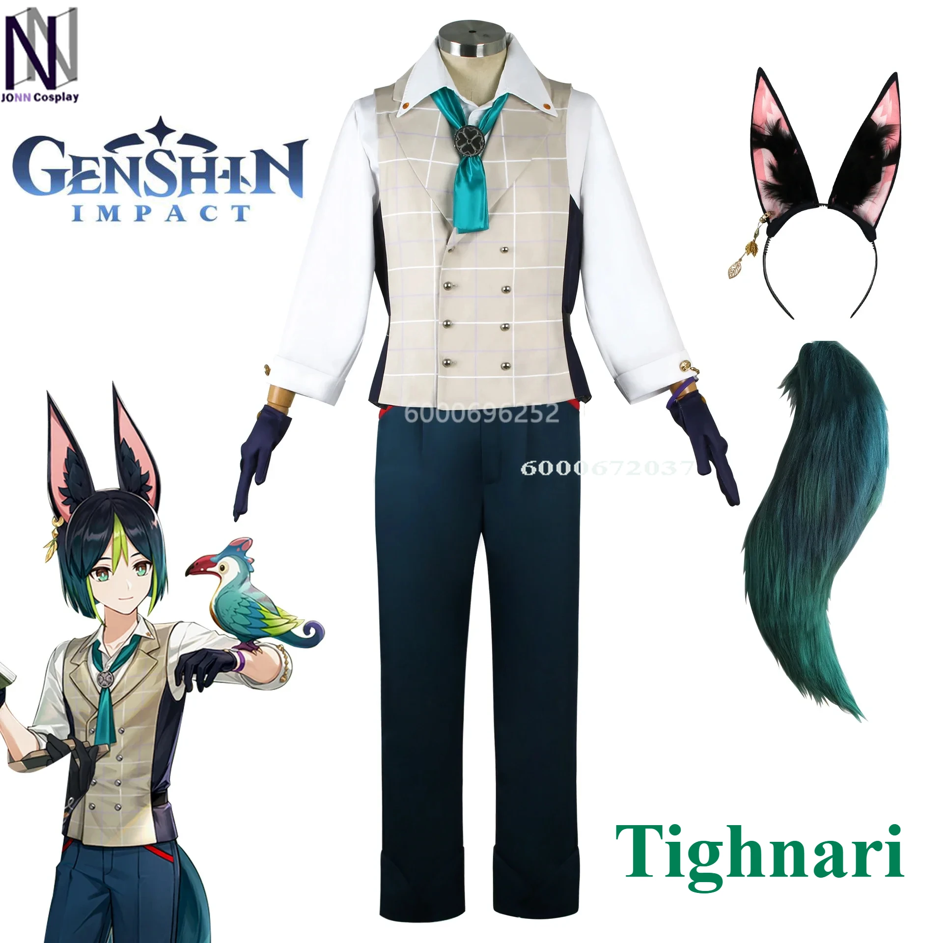 

Genshin Impact Game Tighnari Cosplay Costume Tighnari Tails Cosplay Costumes Halloween Party Dresses for Women Men Comic Con Set