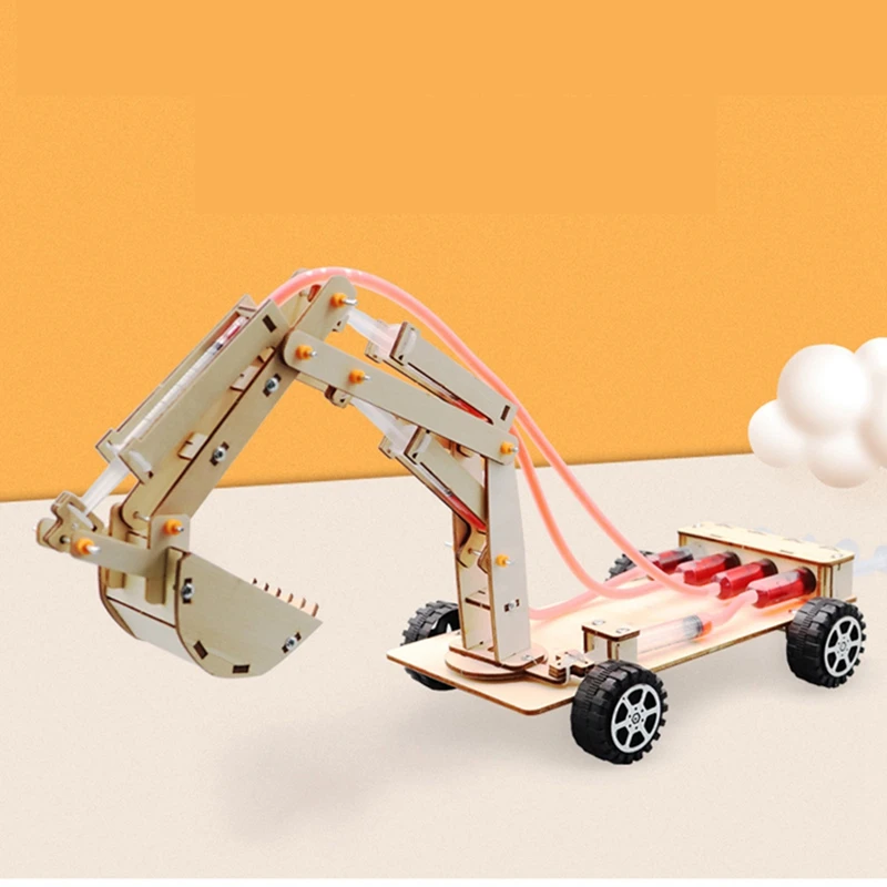 Hydraulic Excavator DIY Student Science And Technology Wooden Science And Education Toys Model Science Experiment Toys Durable