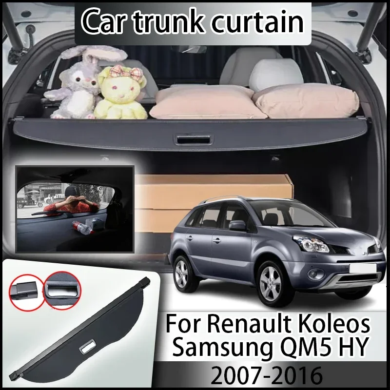 Car Trunk Cover Curtain For Renault Koleos HY Mats MK2 Samsung QM5 2007-2016 Rear Boot Curtain Tail Box Storage Partition Tools