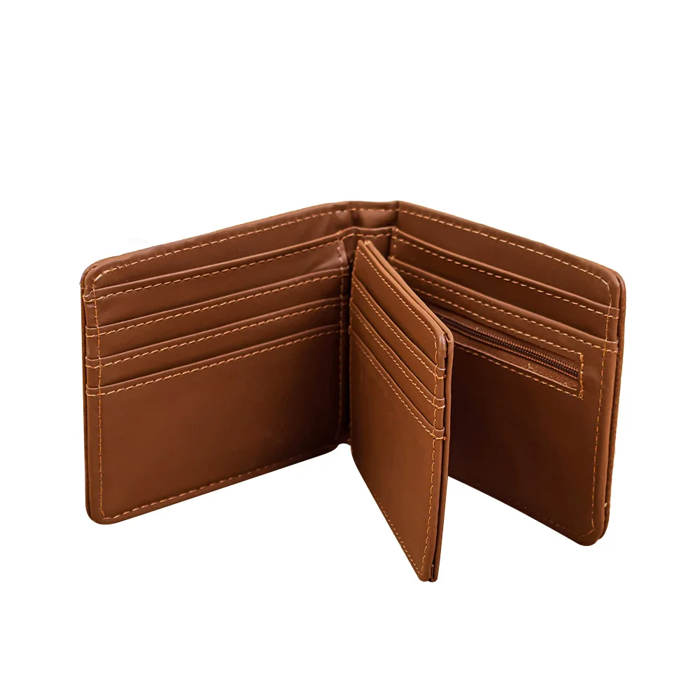 Carteira de couro genuíno para homens, porta-moedas, bolsa masculina pequena, bolsa simples, curto clássico, na moda, qualidade