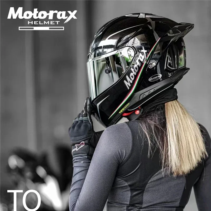 MOTORAX R50S Helmet Men's Motorcycle Motorcycle Full Helmet Women's Black Gold Four Seasons Universal Winter Tail