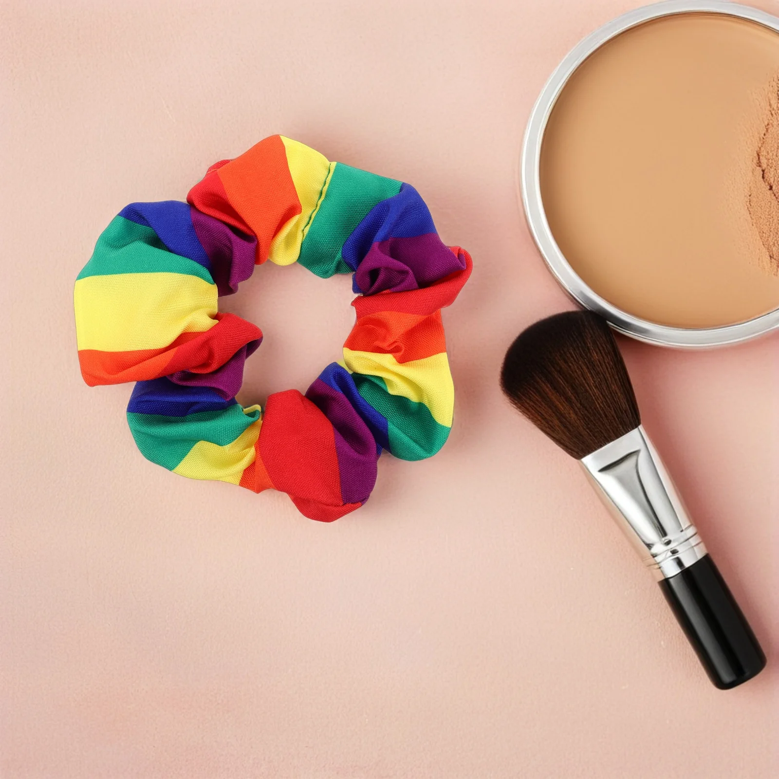 

2pcs Rainbow Rings Elastic Striped Colorful Scrunchies For Pride Hair Ties Ponytail Holders 'S Hair