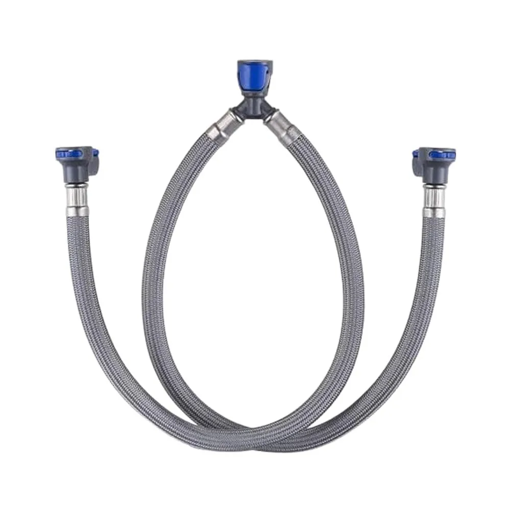 Faucet Hose Replacement with Quick Lock Coupling 16 Inch Length for 3 Hole Bathroom Faucet Mixer Gray PE Plastic