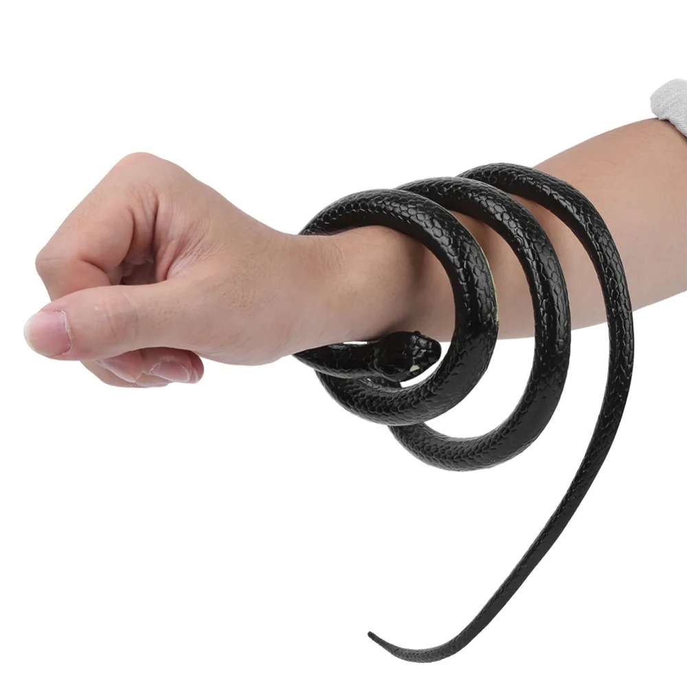 Rubber material Fake Snake Soft texture Black color Prank Toy Long size Lifelike appearance Halloween Prop Prank playing