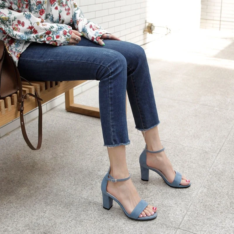 レディース-ローマ風-ハイヒール-サンダル-夏-ファッション-つま先露出-バックルストラップ-ローカット-ラバーソール-pu裏地-多用途シューズ