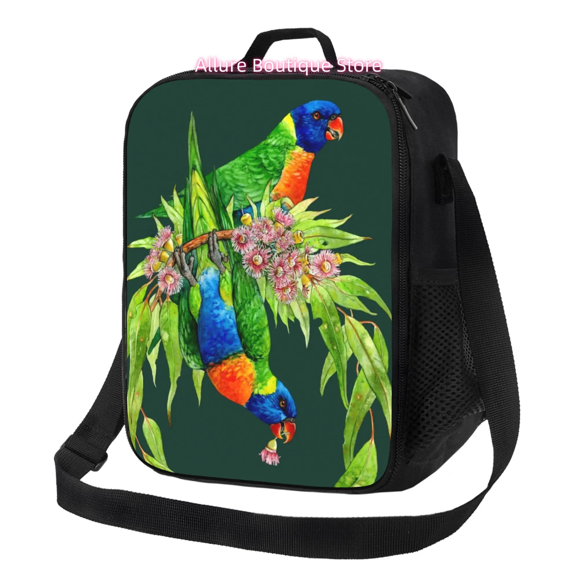 Rainbow Lorikeets Native Wreath Trendy Tote Bag for Office Work Travel Shopping Commute Everyday Carry Non Food Contact, Non-Foo
