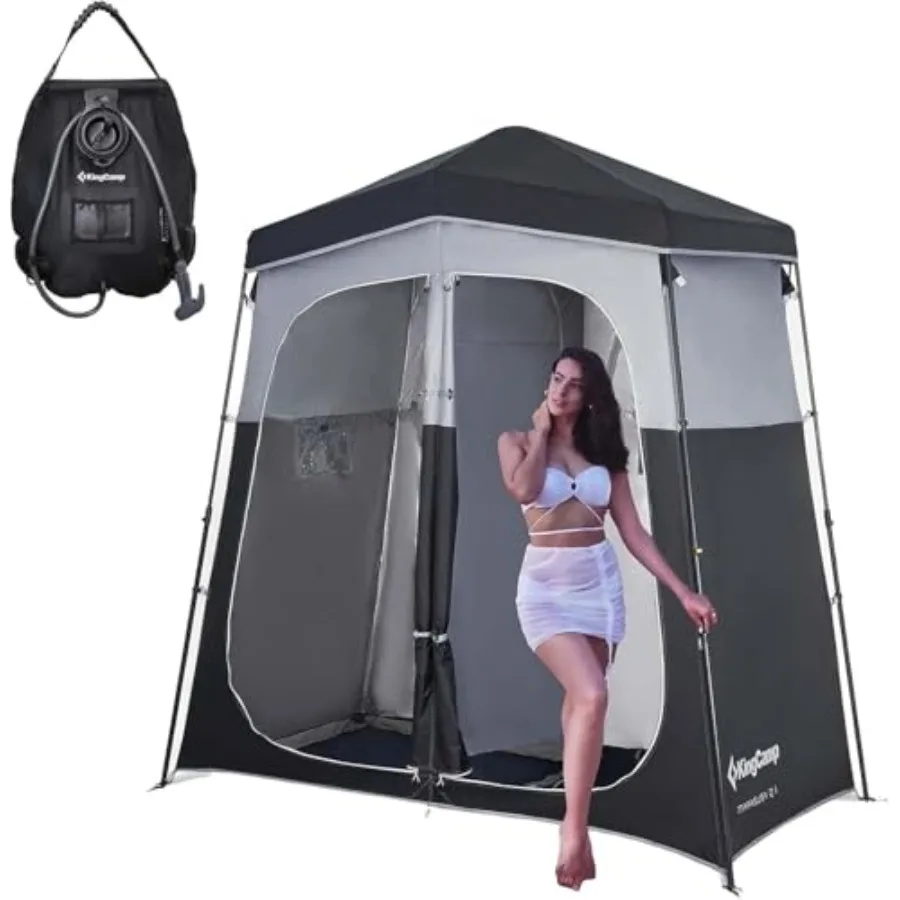 

Outdoor Shower Tents for Camping Portable Instant Pop Up Privacy 2 Room Tent with 5 Gallon/20L Portable Outdoor Shower Bag Sunl