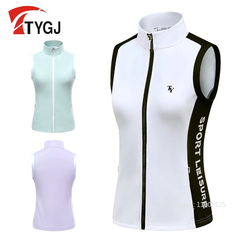 

TTYGJ Golf Fall/Winter Vest Women Windproof Sleeveless Coat Ladies Outdoor Sports Elastic Jacket Golf Top with Zipper Pockets