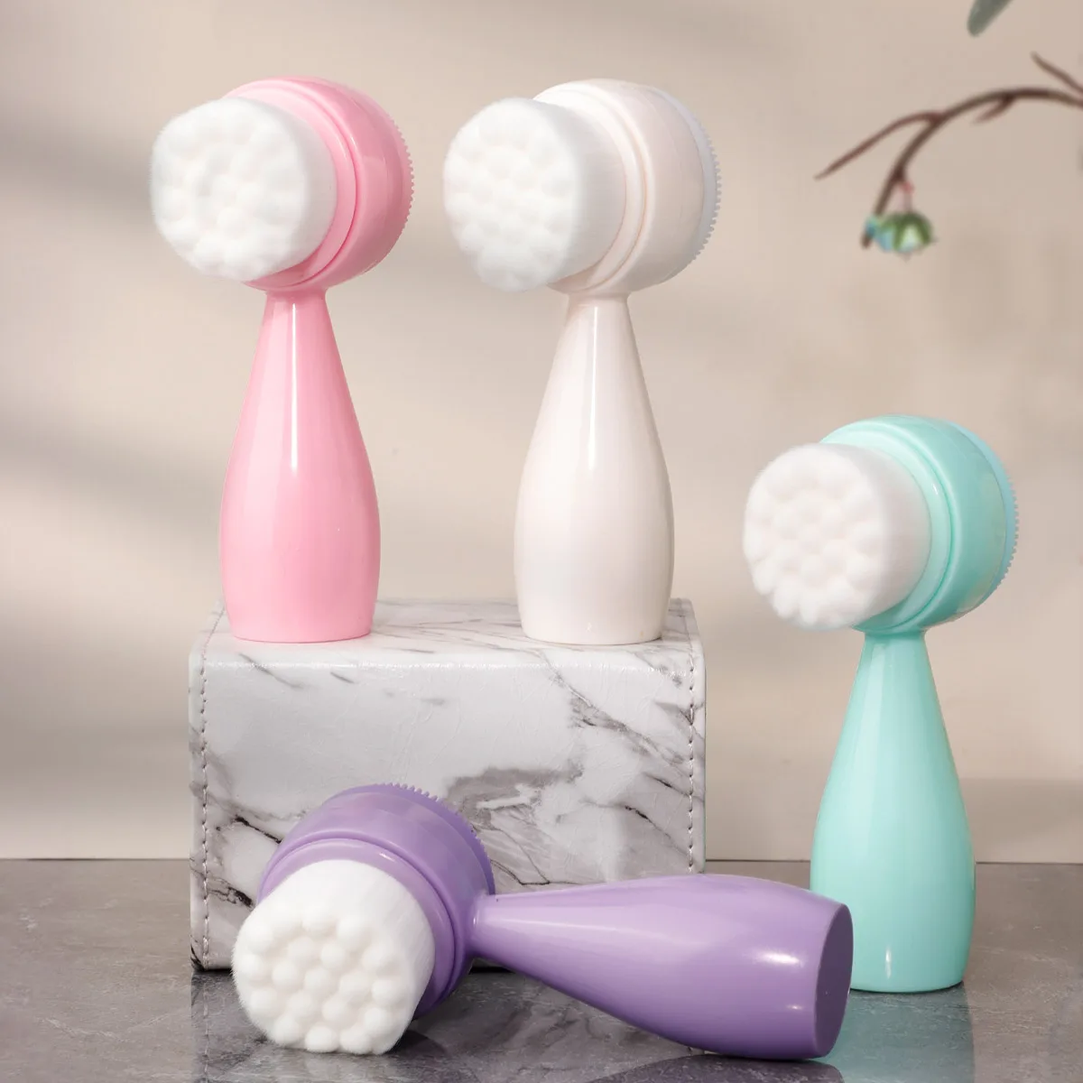 1 Polka Dot Soft Bristle Facial Cleansing Brush Deep Cleaning Silicone Soft Bristle Manual
